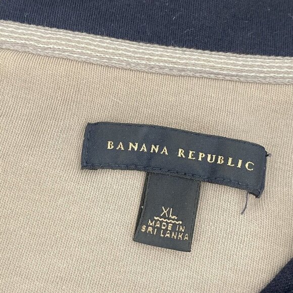 Banana Republic Men’s Size XL True Navy Cotton 1/4 Snap Button Pullover Jersey - Picture 3 of 8